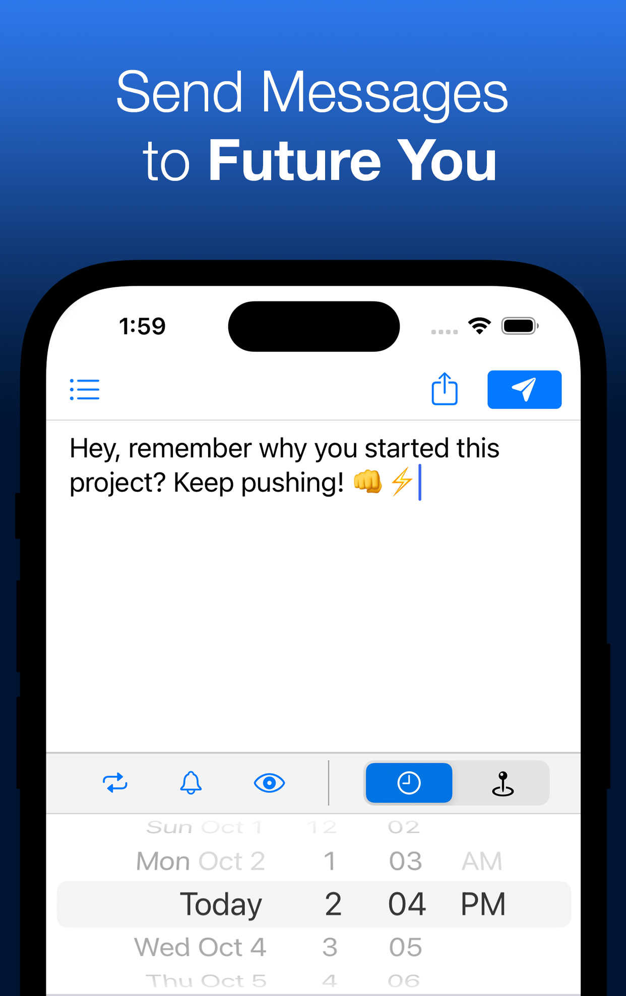 Future Self Text HiFutureSelf: Text Your Future Self. Free iPhone & iPad App for Future ...