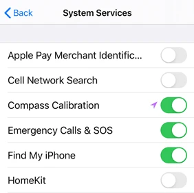 System Location Settings in iOS 15